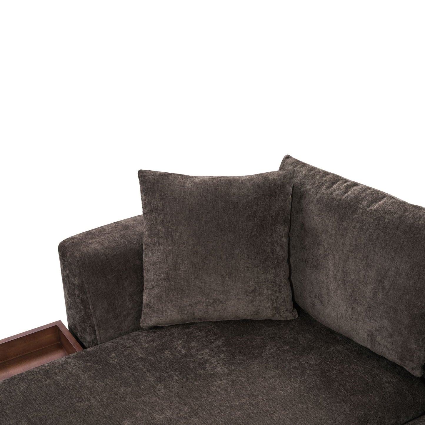Modern L Shaped Sectional Sofa With Upholstery And Wooden Storage