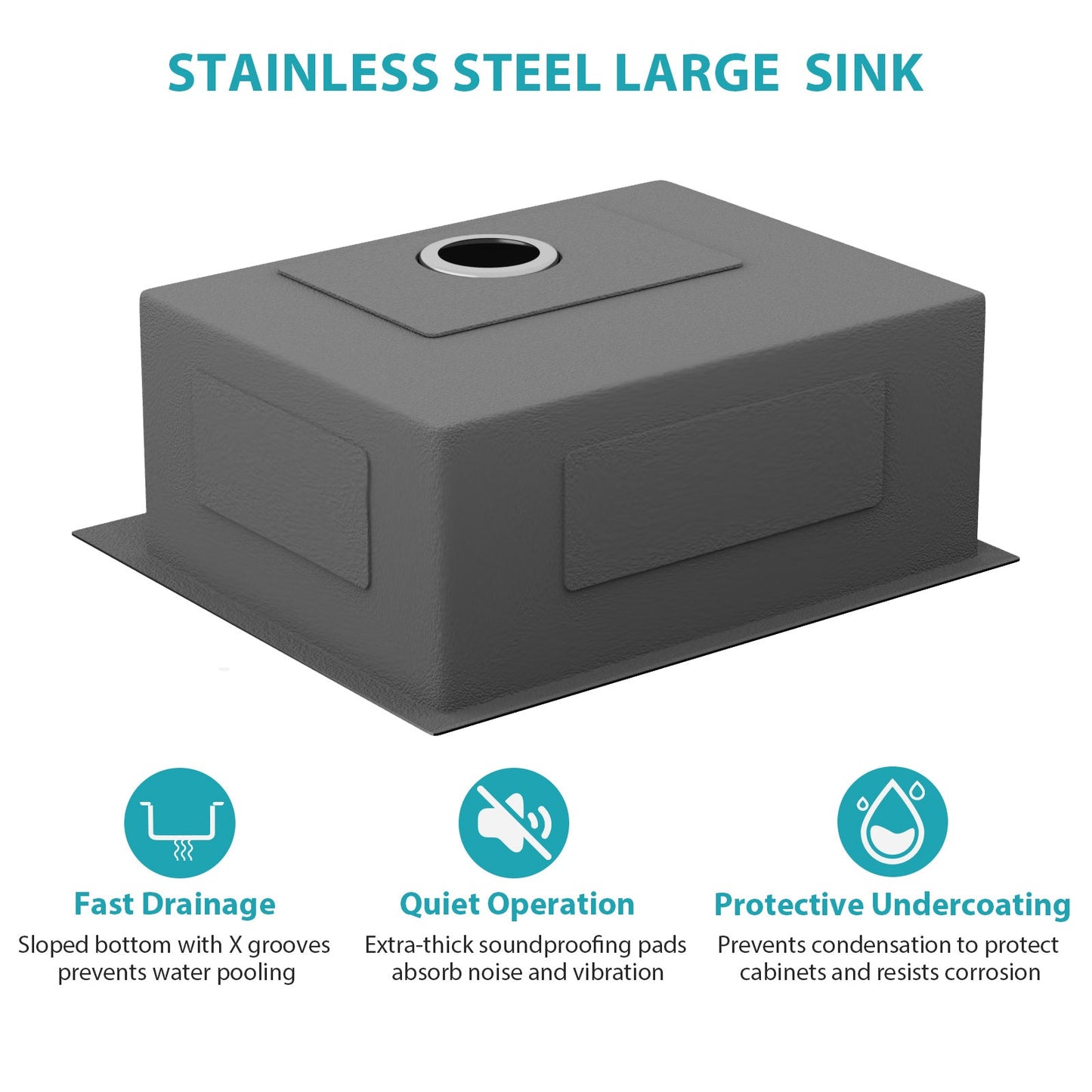 25 x 22 x 9 Inch Kitchen Sink Drop-In 16 Gauge Stainless Steel Single Bowl