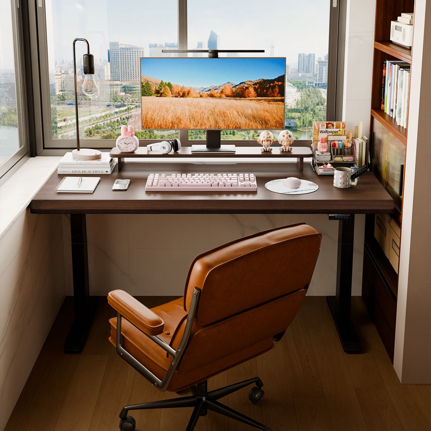 Solid Rubberwood Electric Standing Desk