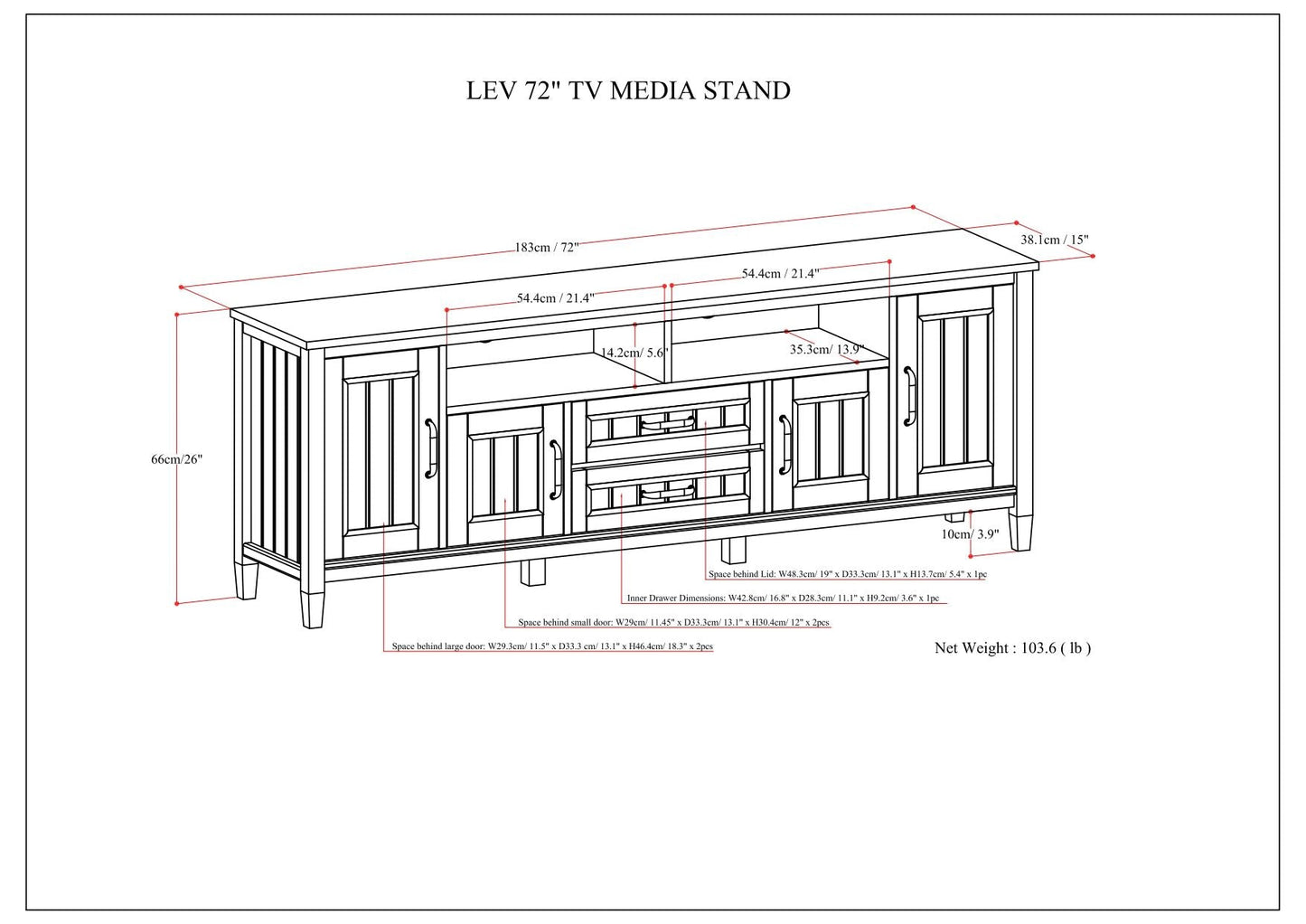 Lev - Handcrafted TV Media Stand - Smoky Brown