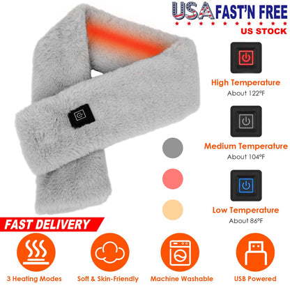 USB Heated Scarf with 3 Temperature Modes for Winter