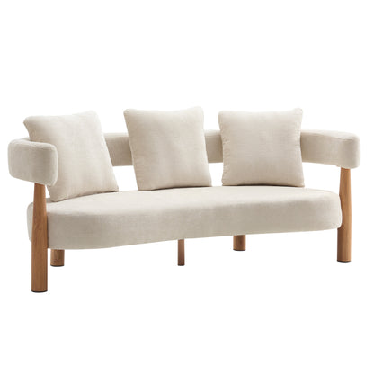 Luxe 76.5 in. Curved 3 Seater Modern Upholstered Chenille Sofa