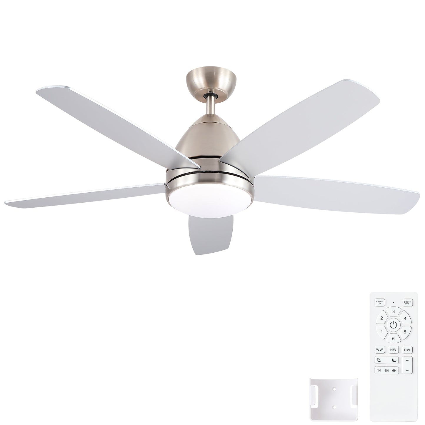 52 in. Indoor Brushed Nickel Ceiling Fan with Integrated LED Light Kit and Remote