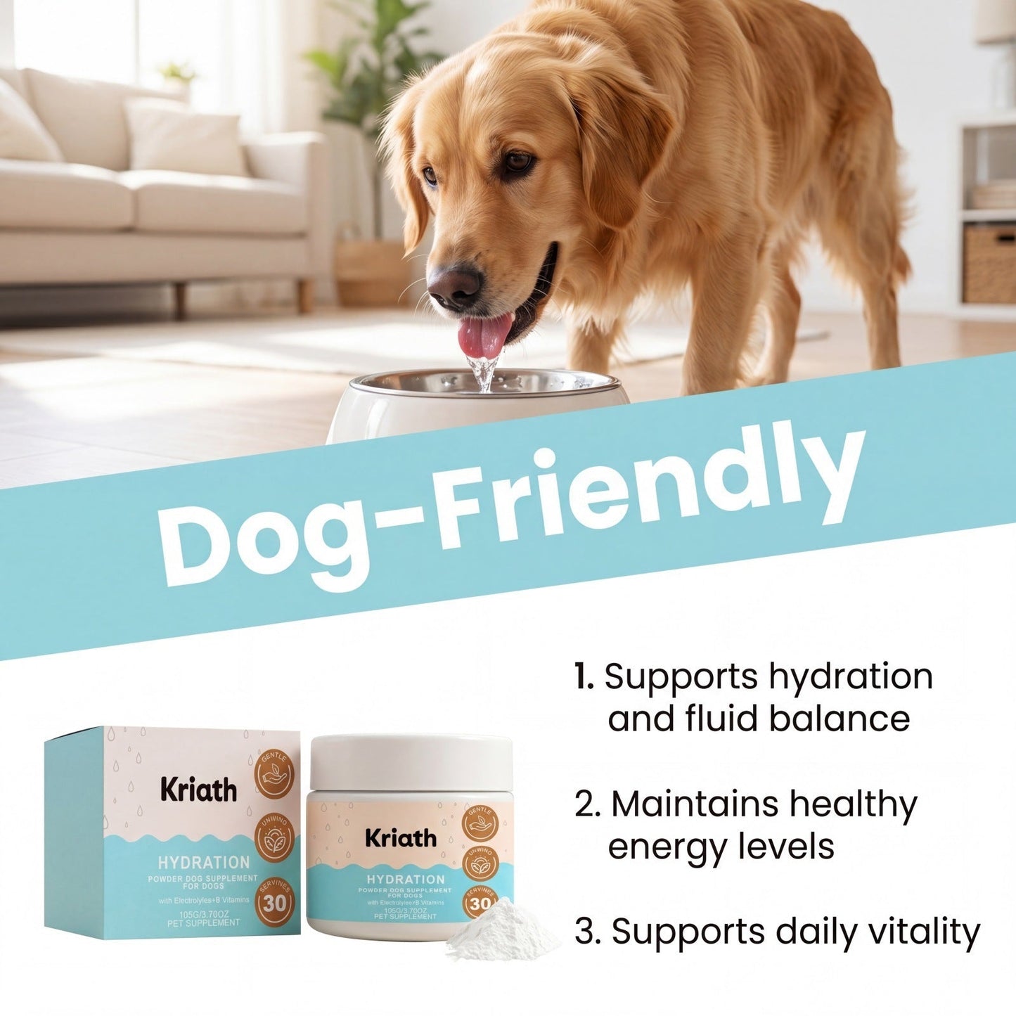 Kriath Dog Body Care Powder With Mild Ingredients, Hydrates And Cares For Dogs, Replenishes Nutrition, And Is Easy To Mix