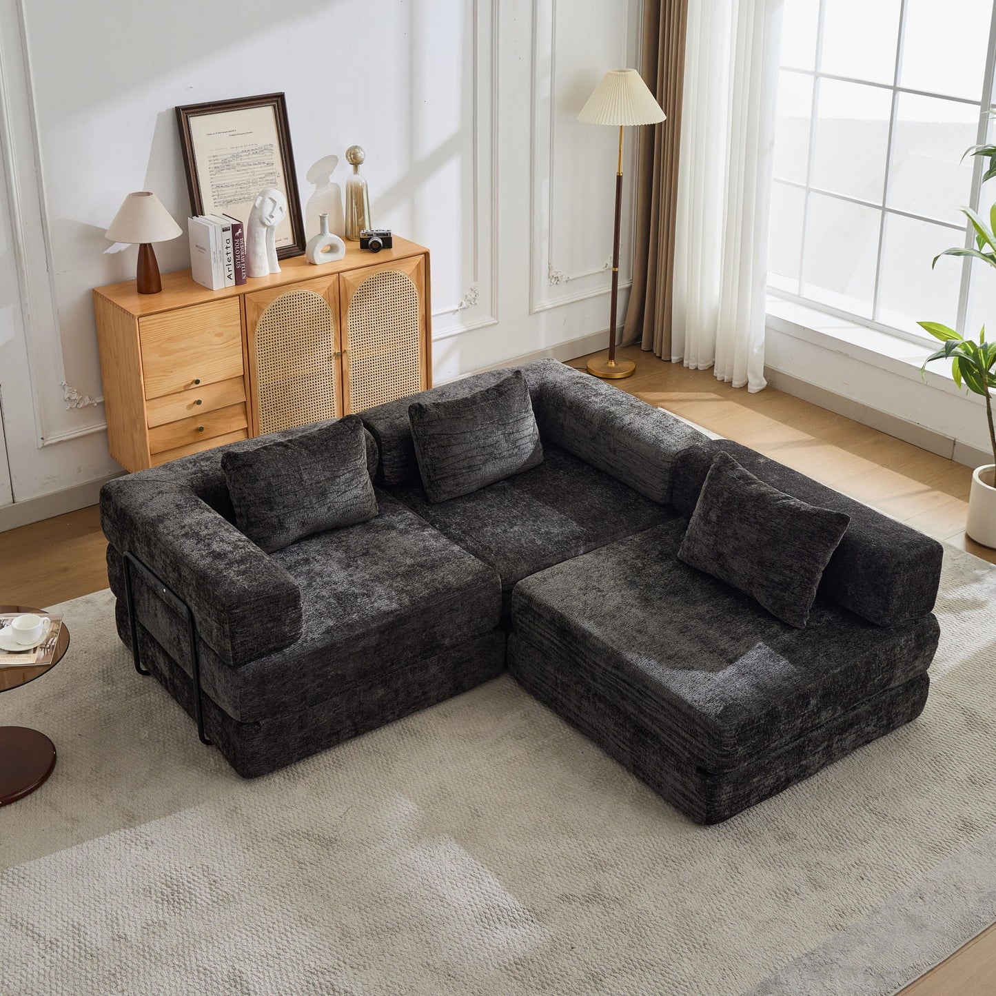 Convertible Floor Sofa Bed, Boneless Modular Sectional Sofa For Living Room