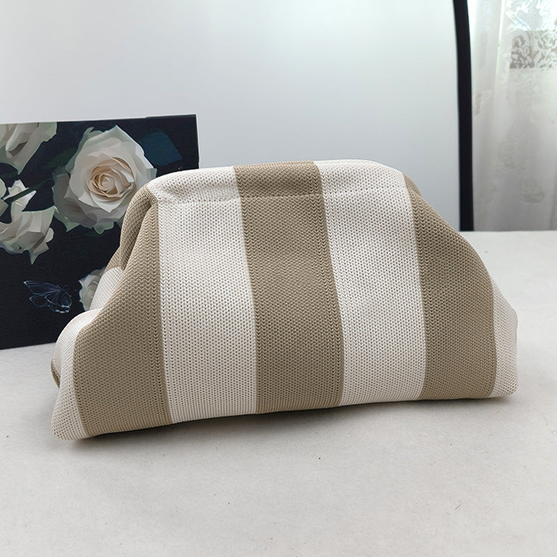 Womens Knitted Bag Striped Clutch