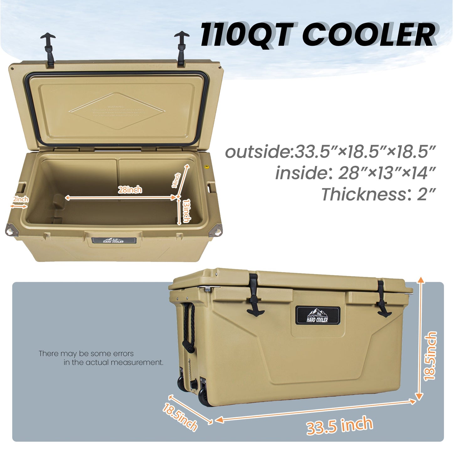 110 Quart Khaki Rotomolded Insulated Ice Chest
