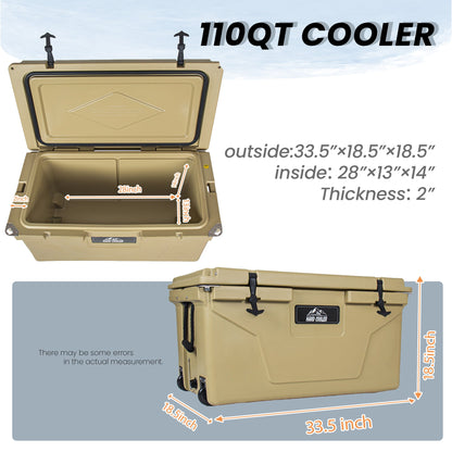 110 Quart Khaki Rotomolded Insulated Ice Chest
