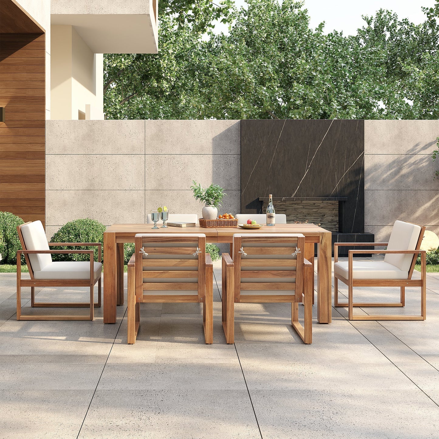 TREXM Patio Table and Chairs Set, 7-Piece Outdoor Dining Set for 6