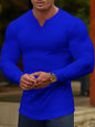 Men's Plus Size Athletic Long Sleeve Notched T-Shirt