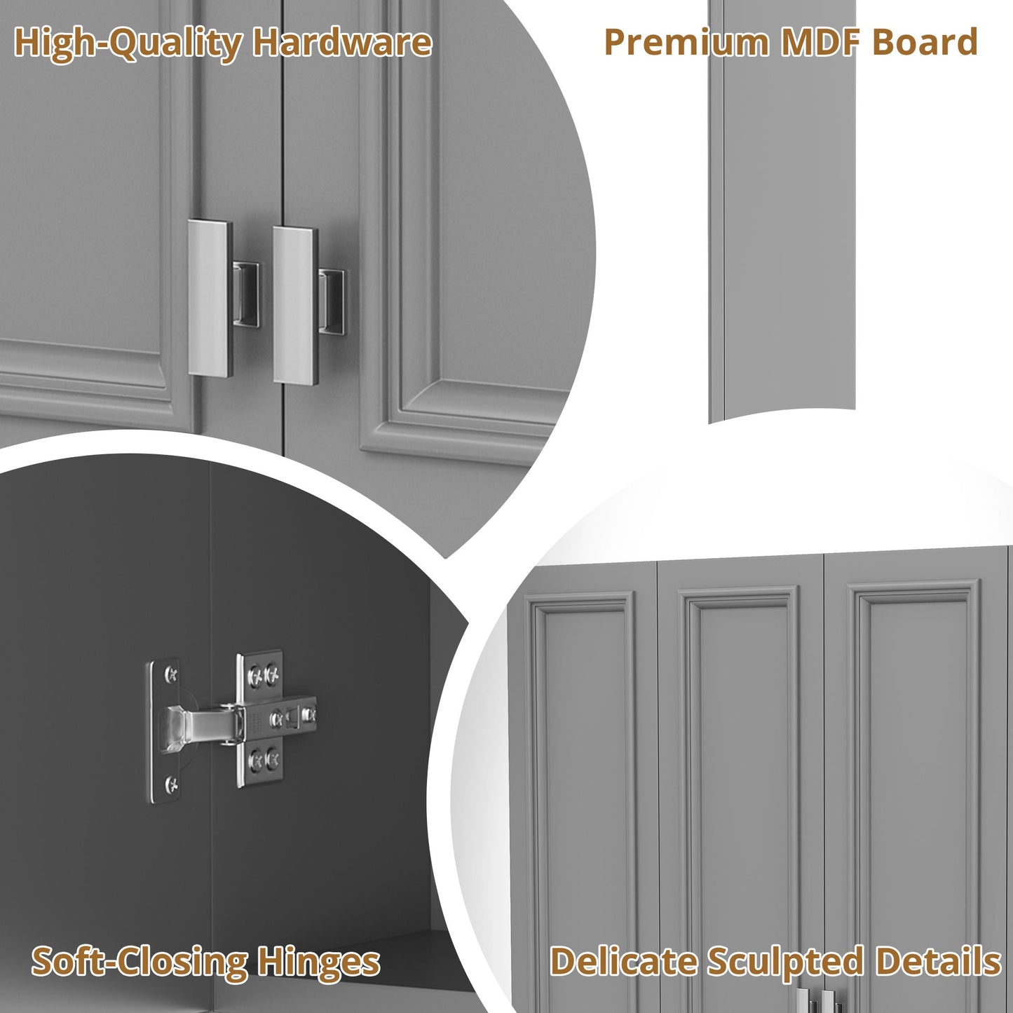 Wall Mounted Bathroom Cabinet With 5 Adjustable Shelves