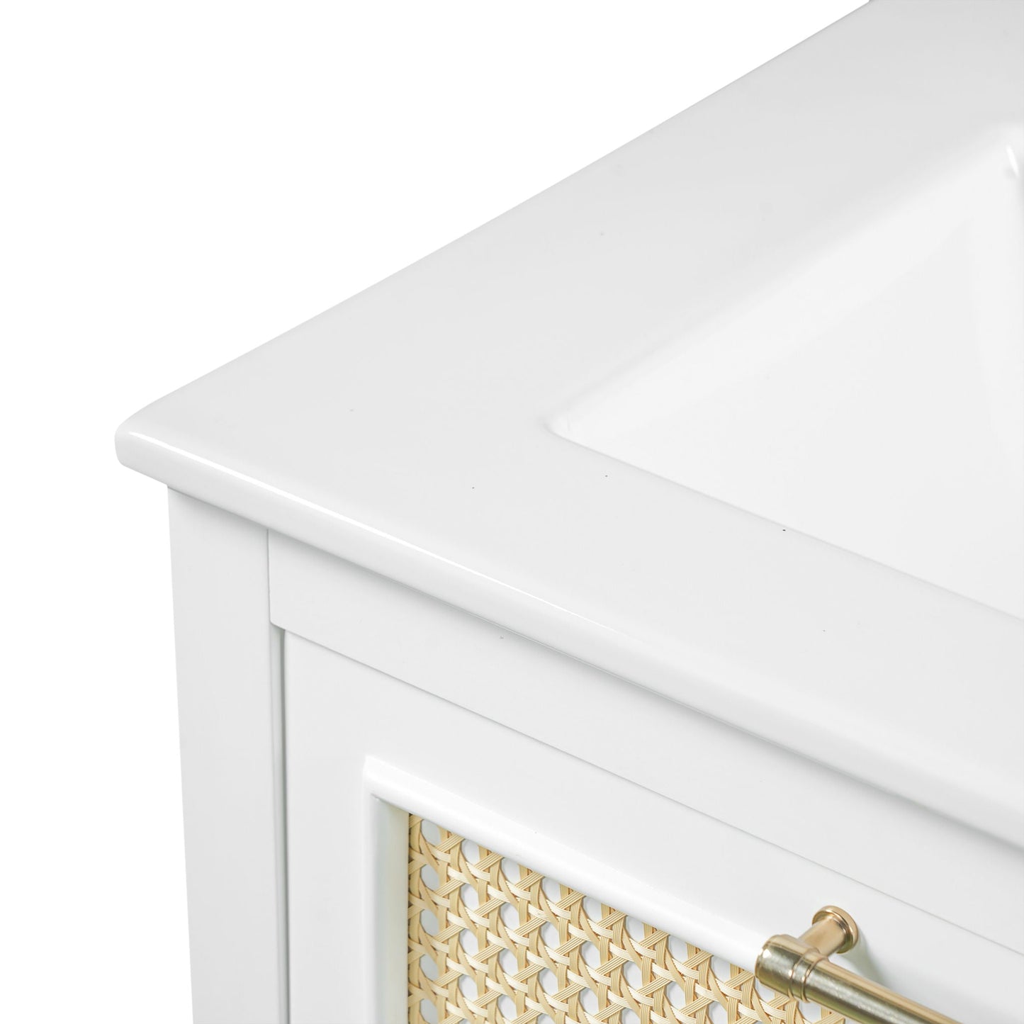 Modern Bathroom Vanity With Integrated Sink, Cabinet With 1 Deep Drawer And 1 Tip-Out Drawer