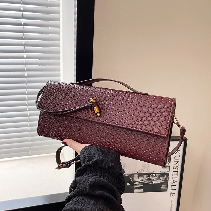 Womens Woven Soft Leather Shoulder Crossbody Bag