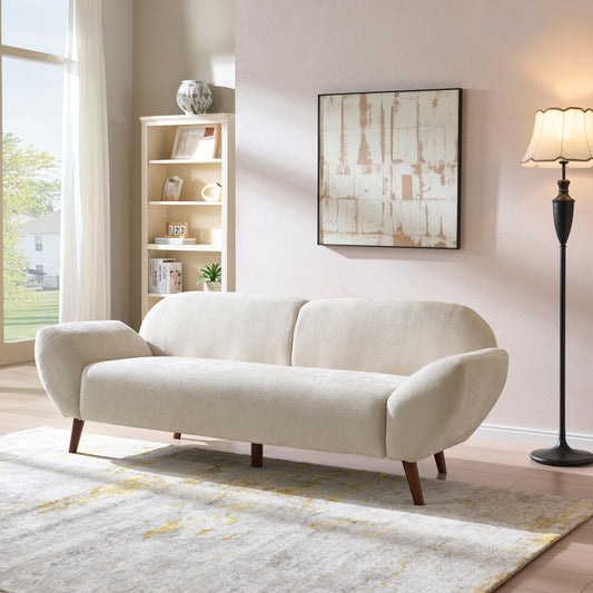 Cloud Haven Curved 3 Seater Modern Upholstered Chenille Sofa