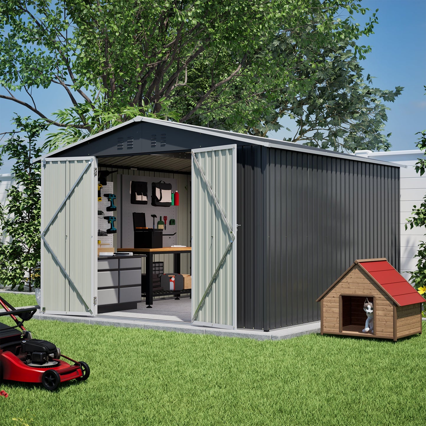 10x10 FT Large Outdoor Metal Storage Shed