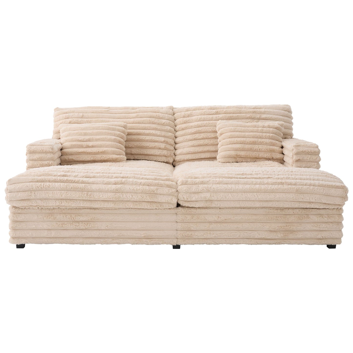 Oversized Double Chaise Lounge Sofa Bed With USB Ports And Cup Holders