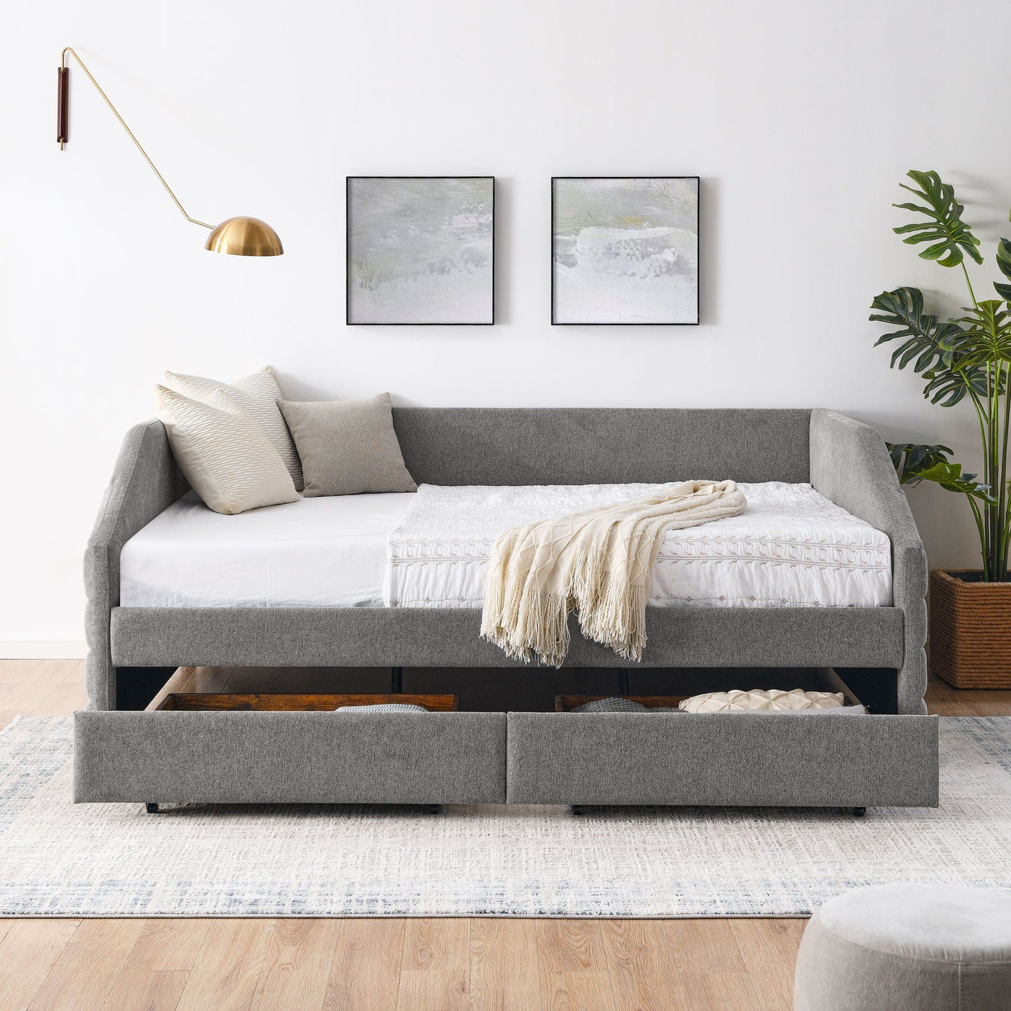 Elegant Daybed With Trundle Upholstered Tufted Sofa Bed