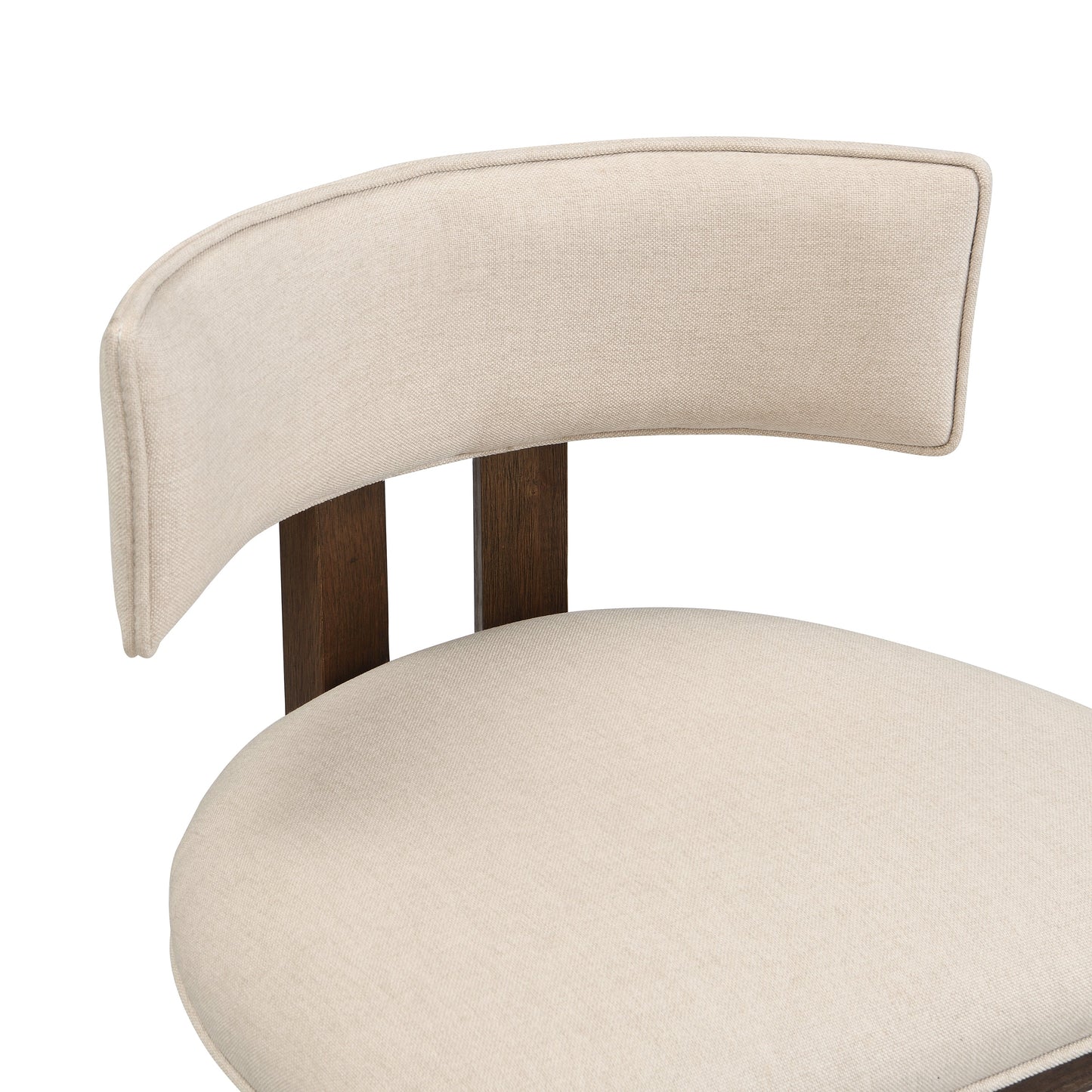 26" Counter Height Bar Stool, Upholstered Counter Stools (Set of 2) - Walnut & Beige