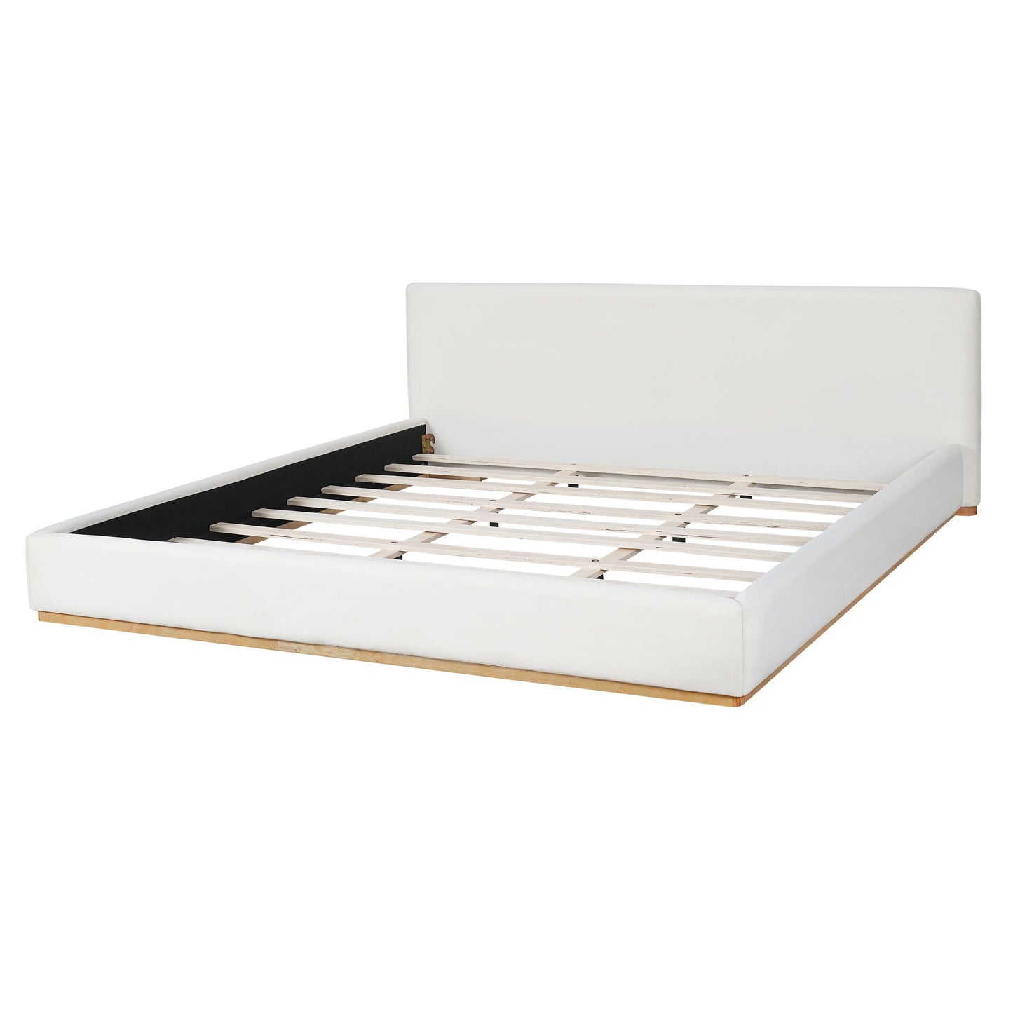 Elegant Upholstered Bed With Solid Wood Frame, King