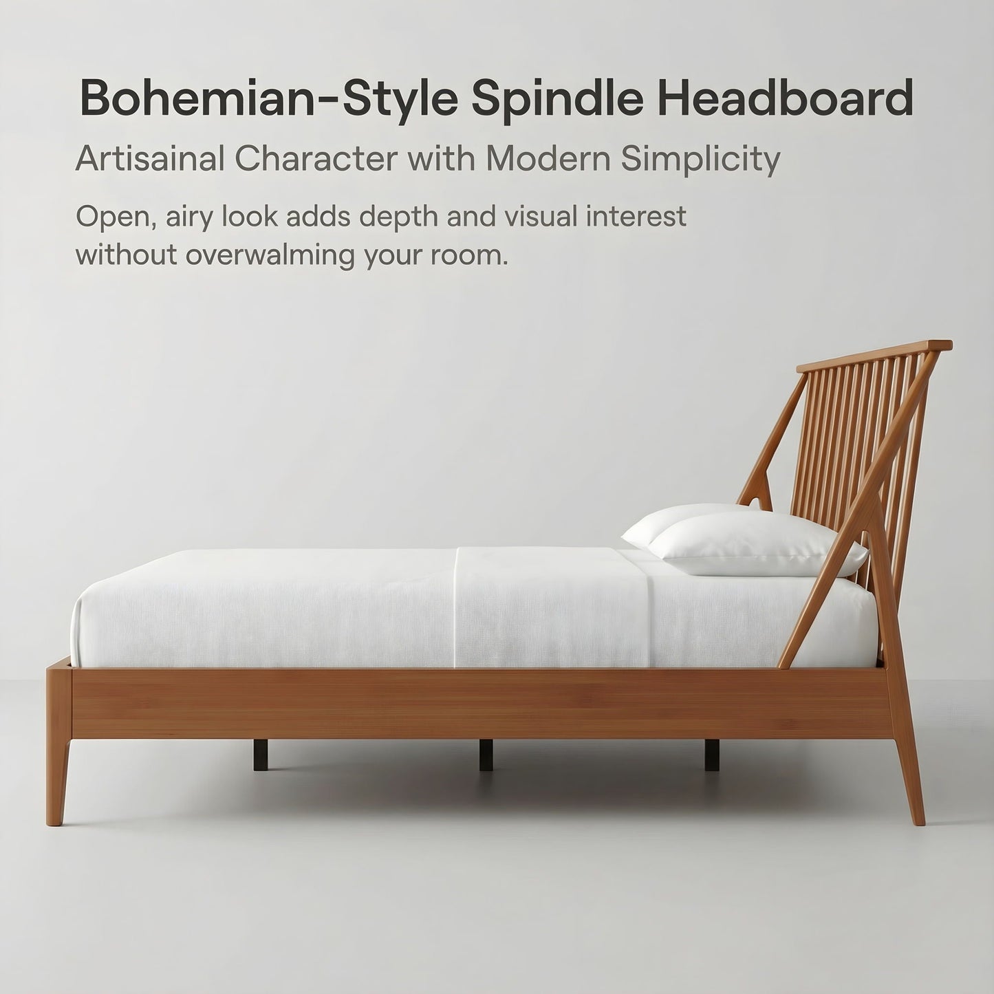 Bohemian Platform Bed With Tall Headboard