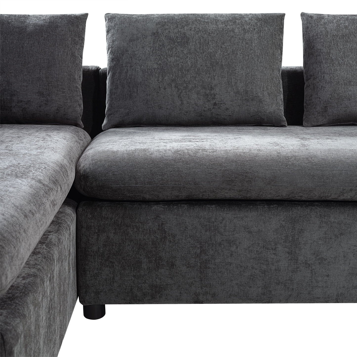 Modern L Shaped Sectional Sofa With Upholstery And Wooden Storage