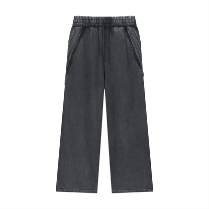 Loki & Ivy Snow Washed Tape Raw Edge Sweatpants