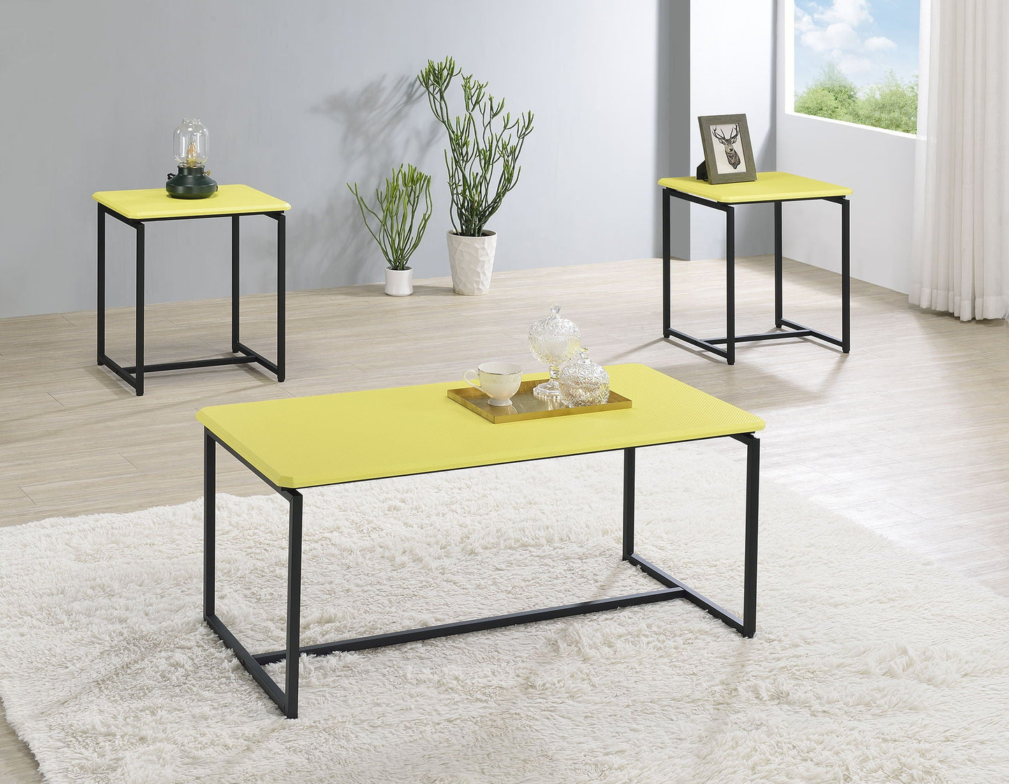 GT 3 Piece Carbon Fiber Wrap Coffee Table And End Table Set