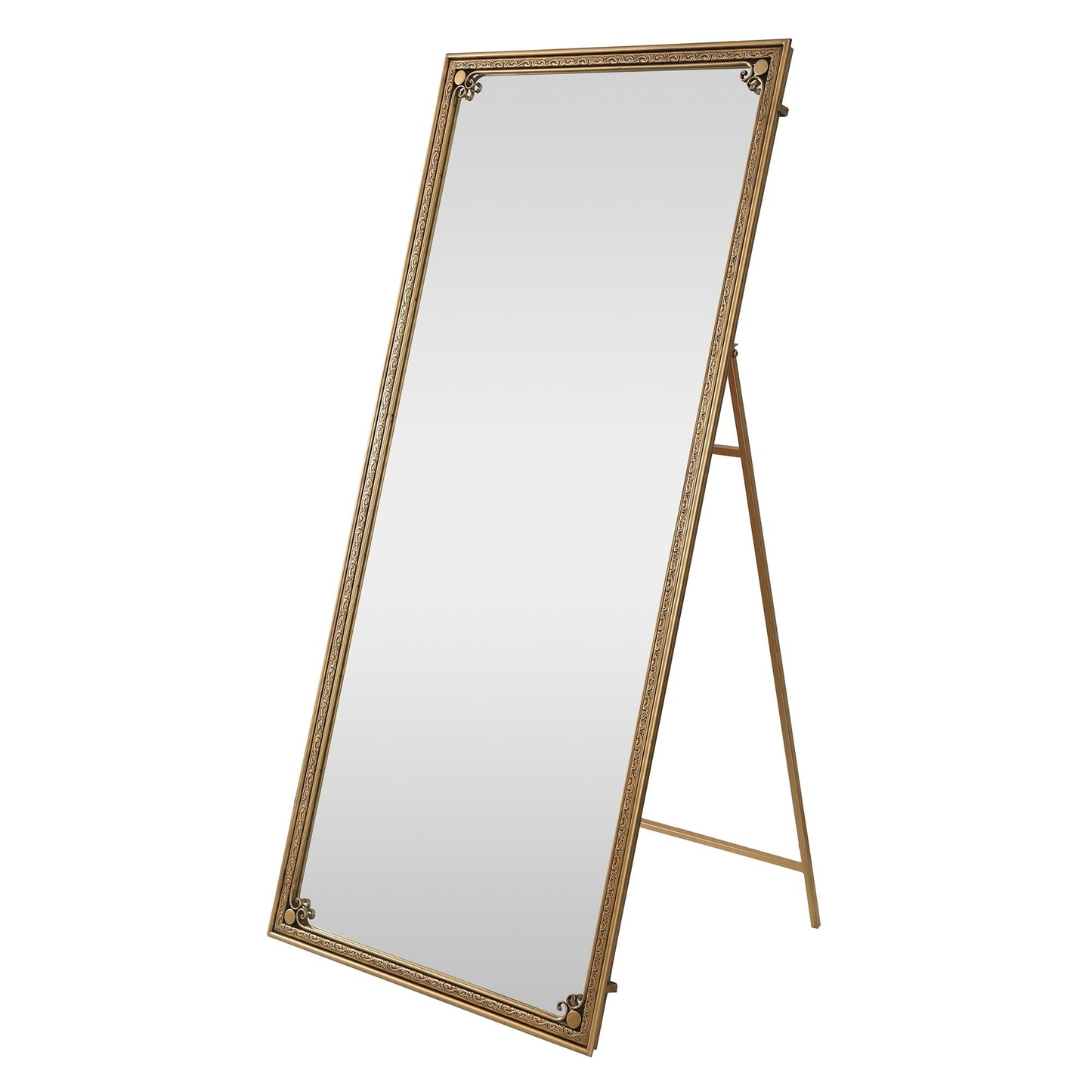 Full Length Mirror With Stand, Floor Standing Dressing - Antique Gold