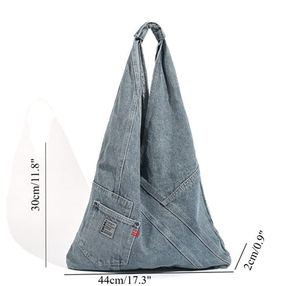 Washed denim hobo bag, shoulder shoulder bag, large capacity tote shoulder bag, handbag versatile