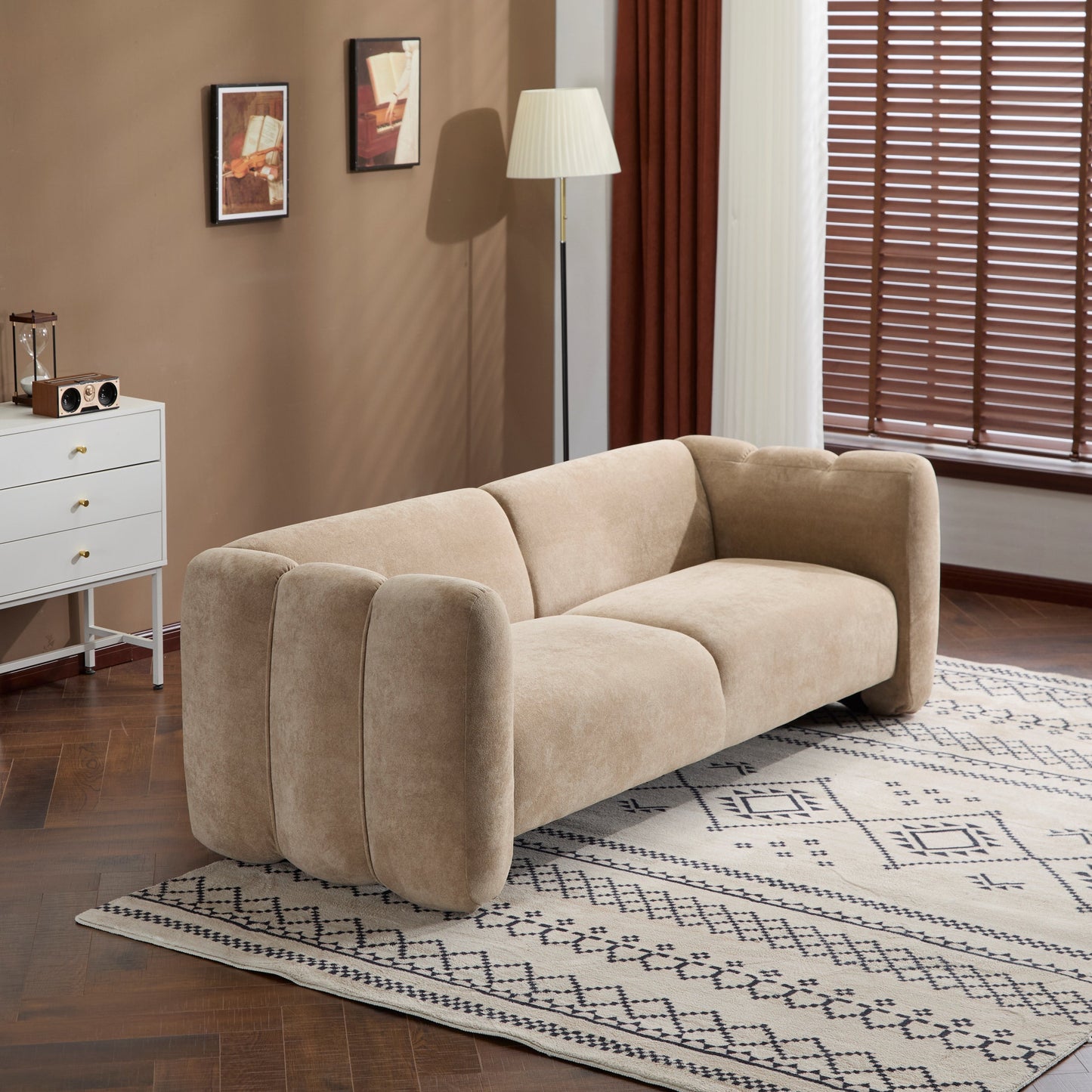 Tonson 83" 3-Seater Velvet Sofa, Wave Design