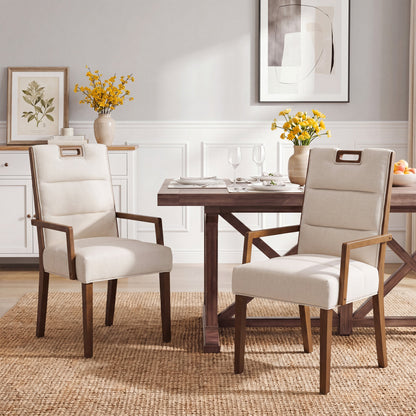 Upholstered Dining Chairs with Armrests