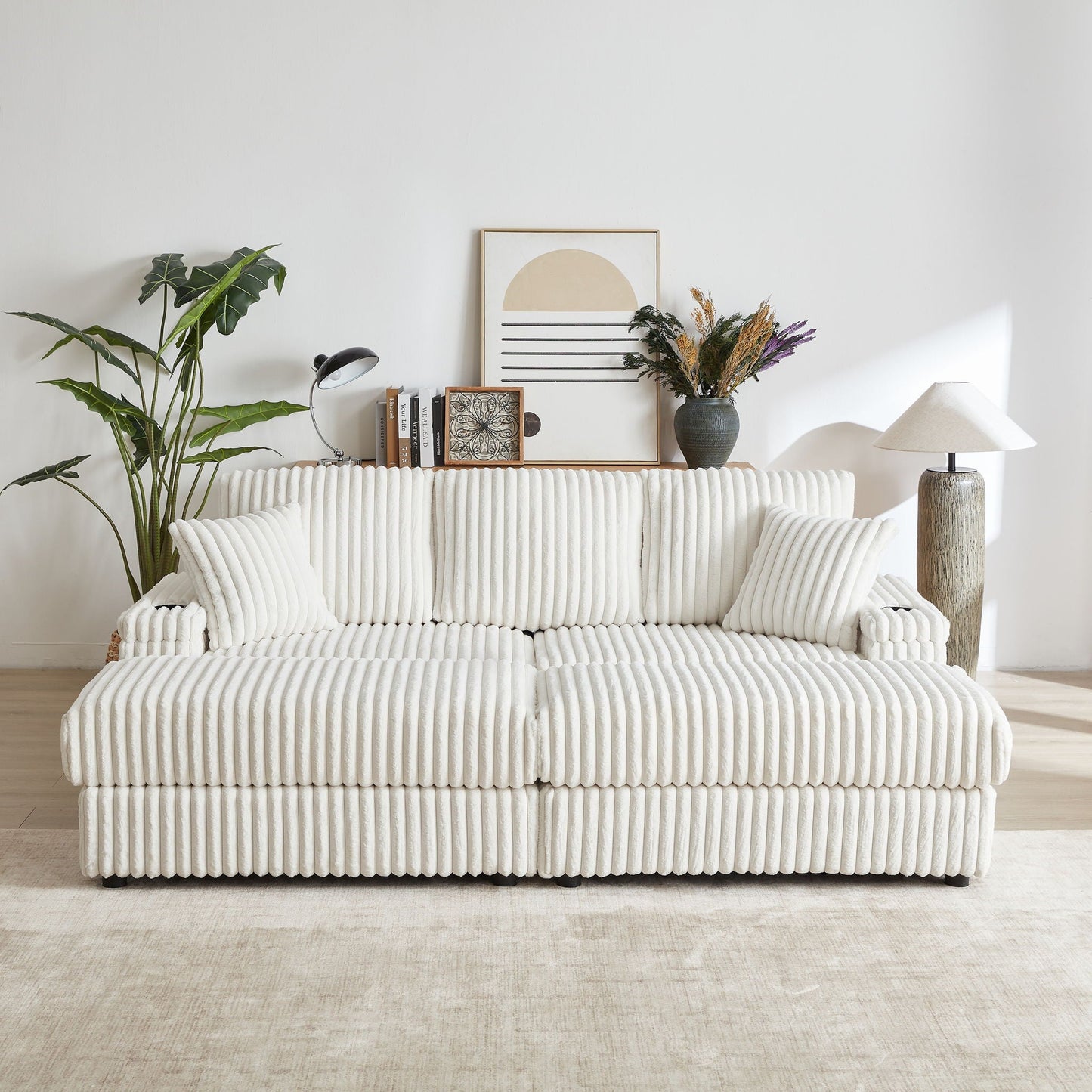 3 Seater Sofa With 2 Ottomans For Living Room