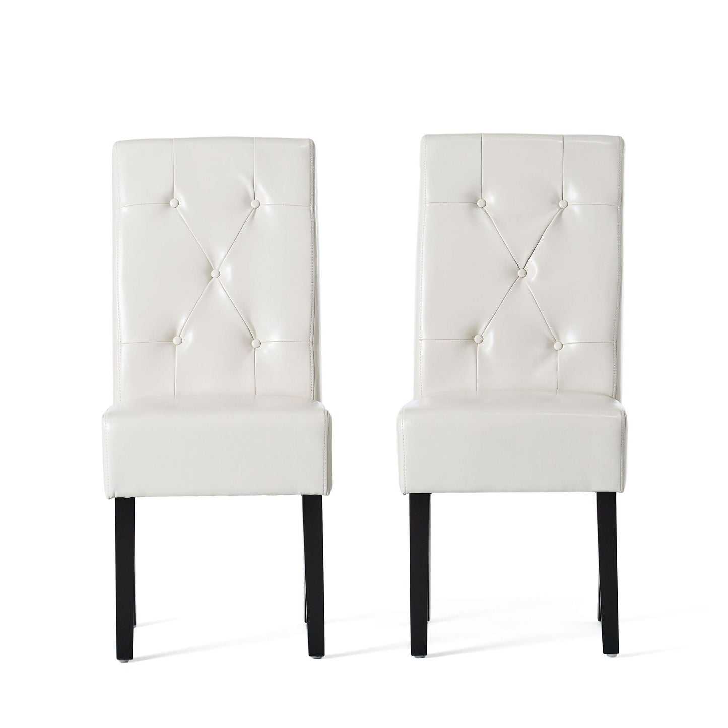 Carter 5 Tuft Dining Chair With Button Tufted Backrest And Espresso Legs - Ivory