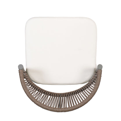 Outdoor Bar Height Metal Frame Counter Stools with Scallop-Shaped Backrest & Water-Resistant Cushions
