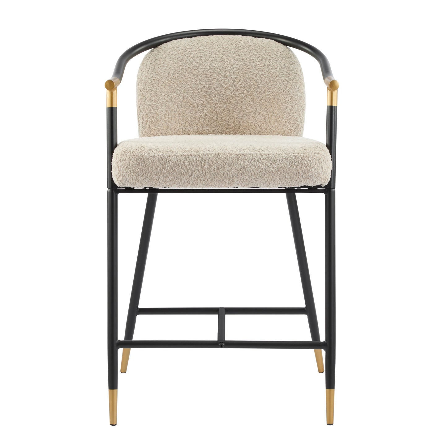 26" H Upholstered Counter Stool with Metal Frame (Set of 2) - Almond