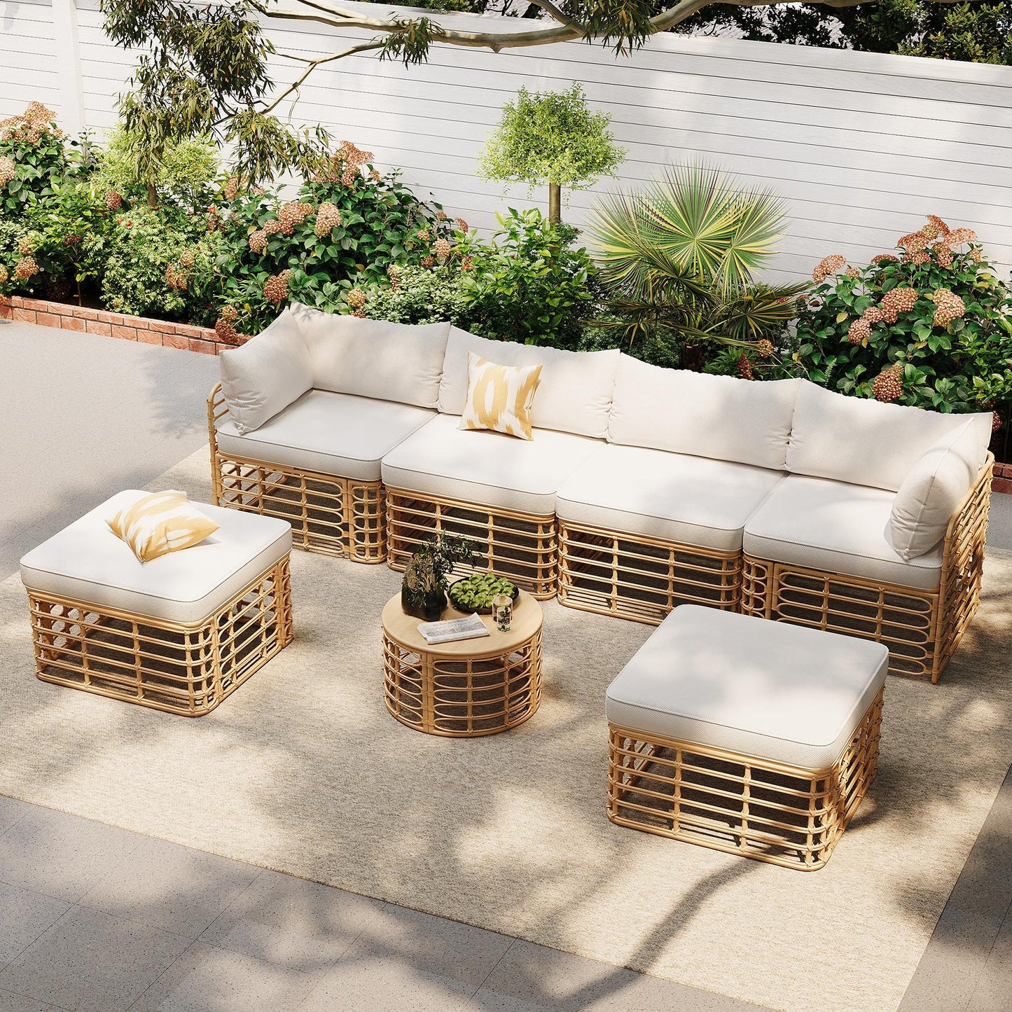All-Weather 7-Piece Rattan Outdoor Sectional Sofa Set