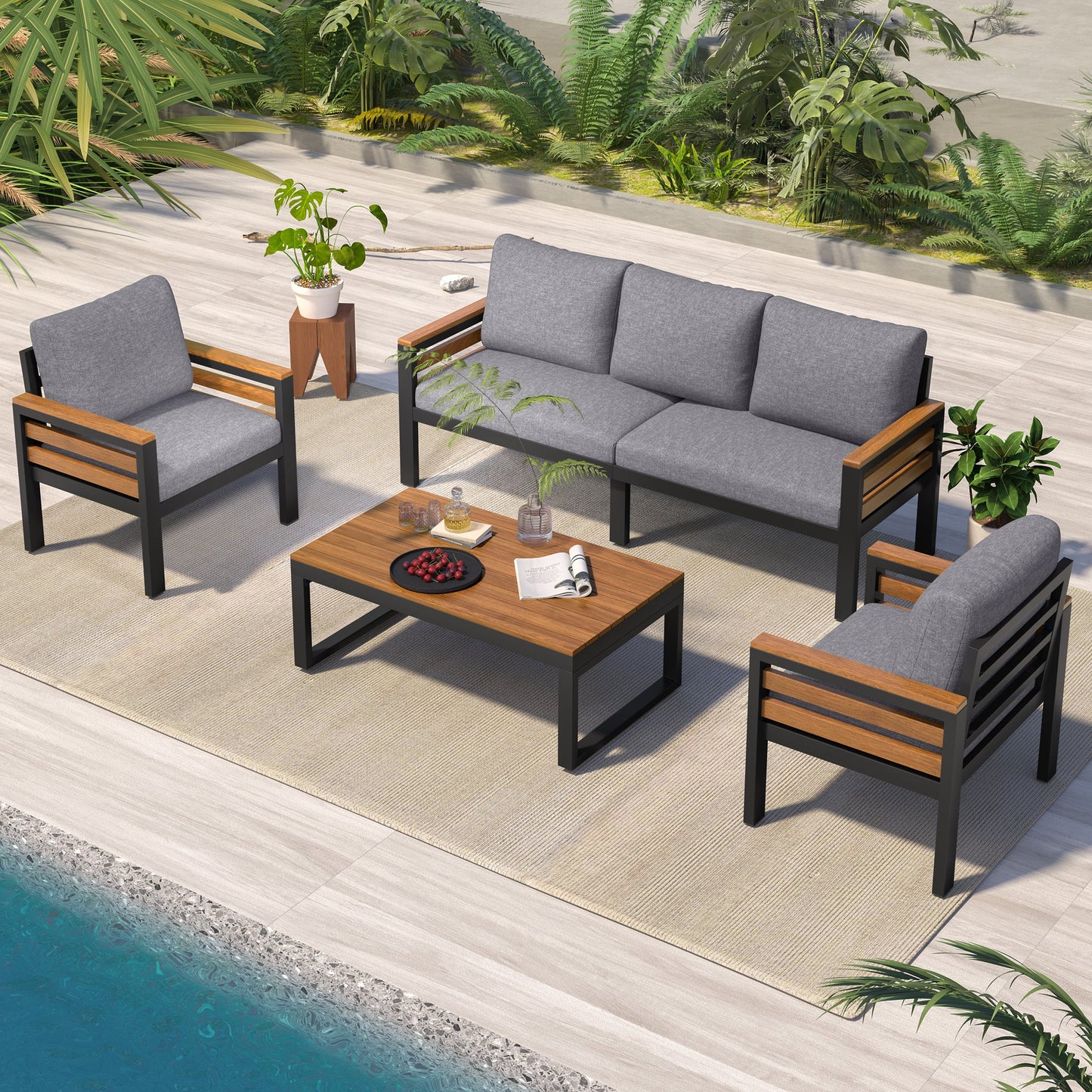 GO 4-Piece Outdoor Furniture Sofa Set for 5 People