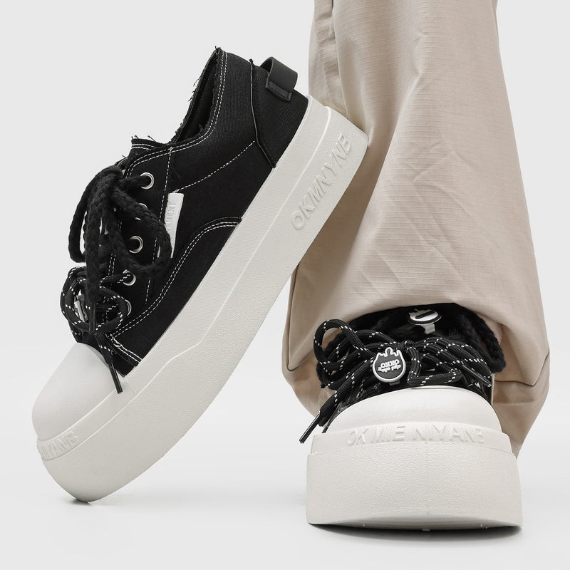 2026 New Spring Couple Canvas Skate Shoes, Toe-cap Height-increasing Casual Sneakers For Students & Men