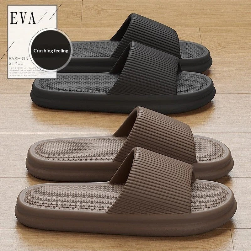 Minimalist Home-use Bathroom Slippers With A Plush Cushioned Feel For Men
