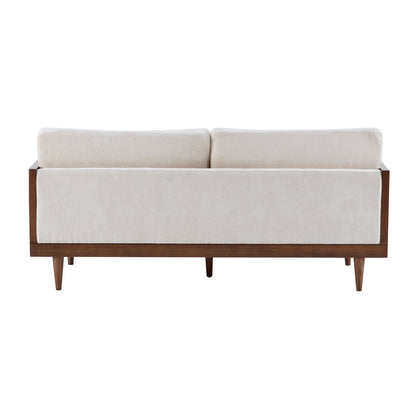 EMIR 72" Square Arm 3-Seater Boucle Sofa with Cane Rattan and Wooden Frame