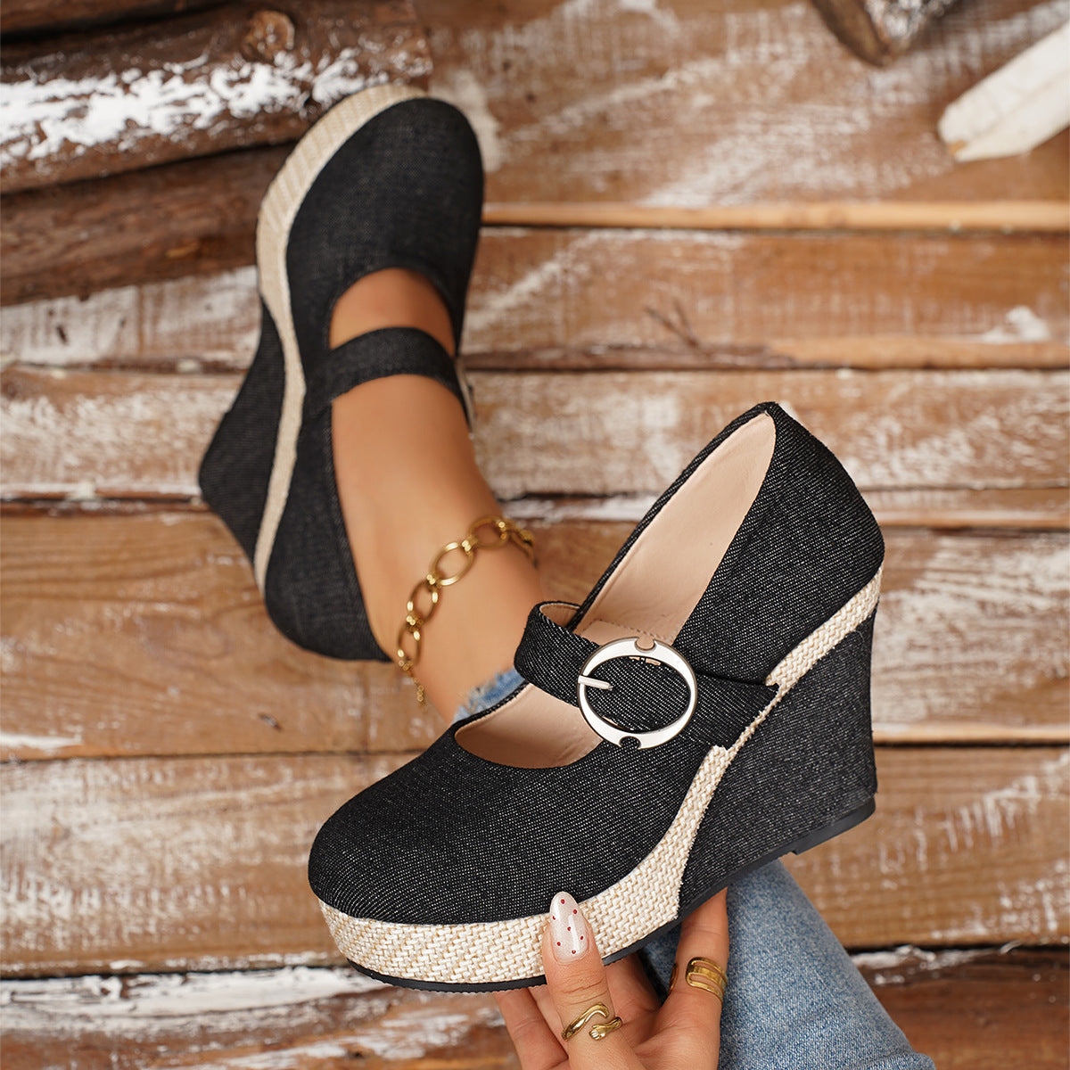 Womens Large-size Platform Wedge Thick-soled Pumps