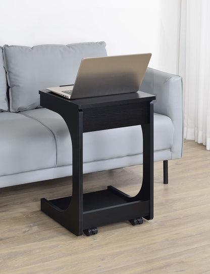 Ralston C-Shaped Lift-Top Sofa Side Table With Casters Black