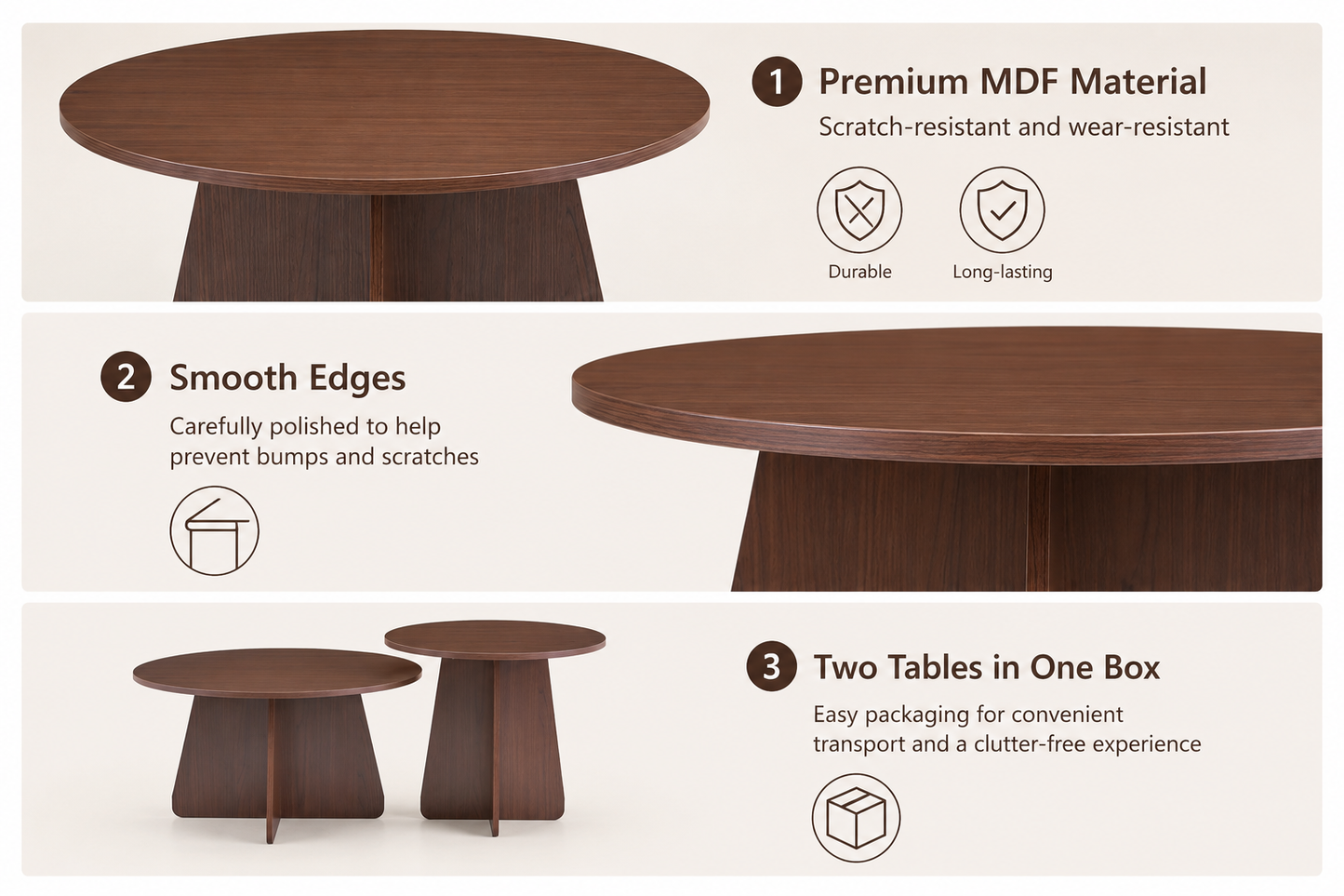 Retro-Style Nesting Coffee Table Set