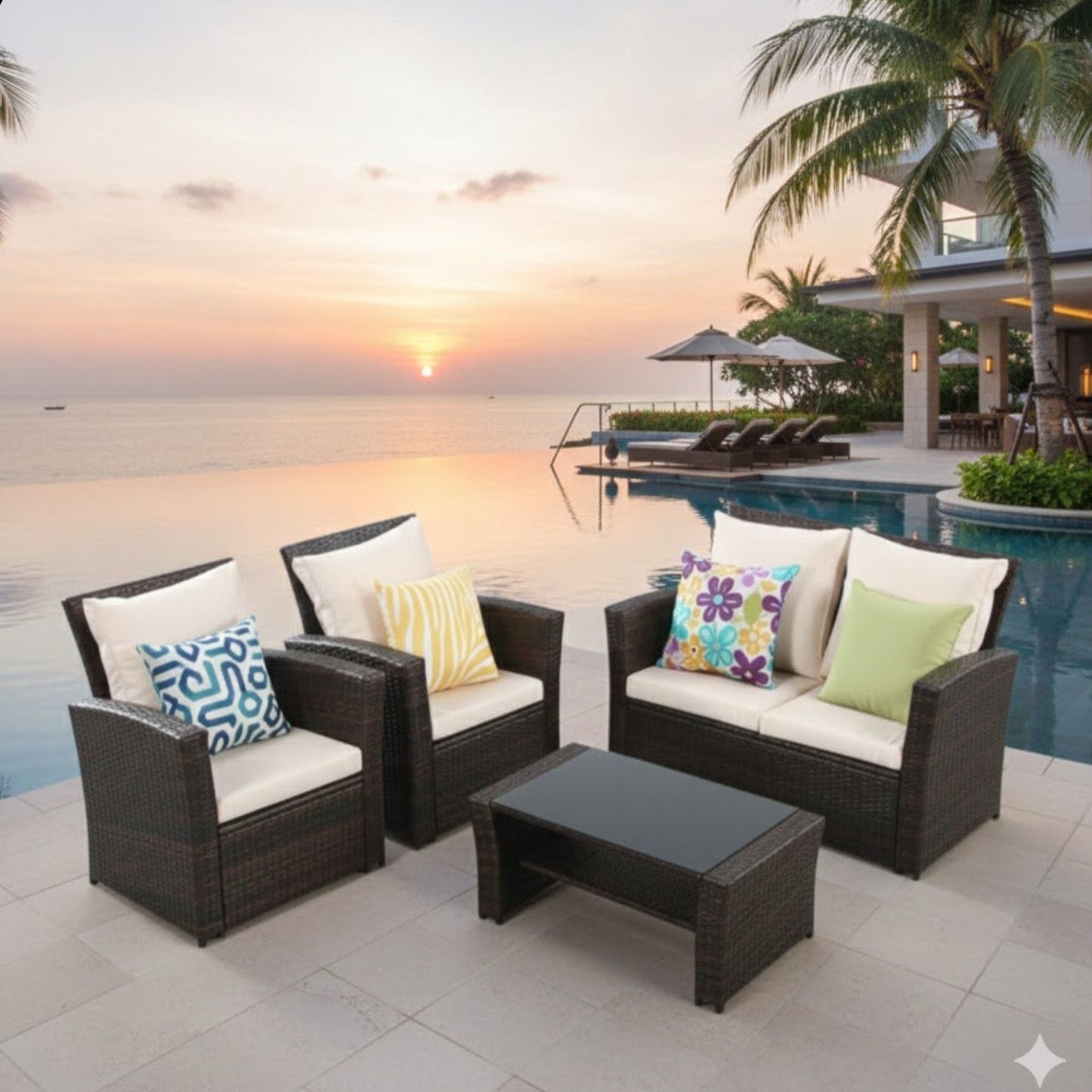 Modern Patio Set With Table And Cushions