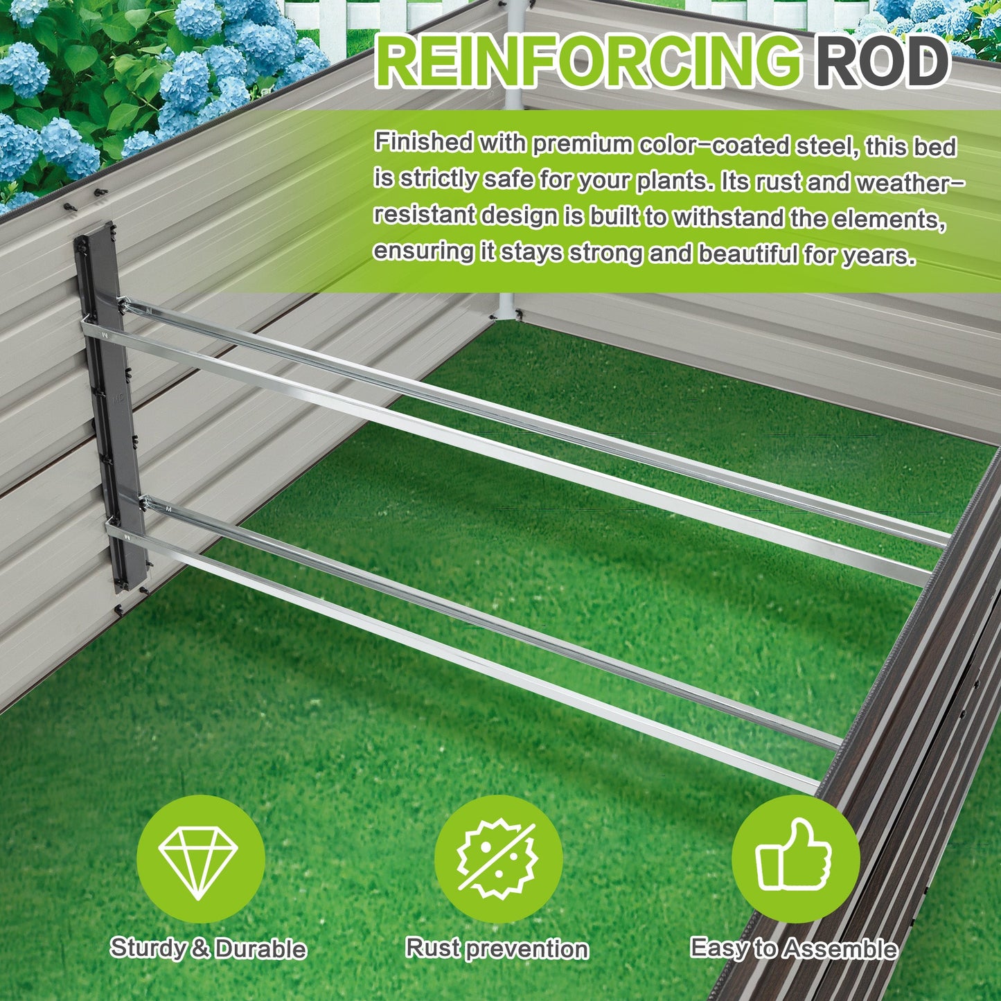Woodgrain Aesthetic & Metal Strength: 8x4x2FT Galvanized Raised Garden Bed Kit