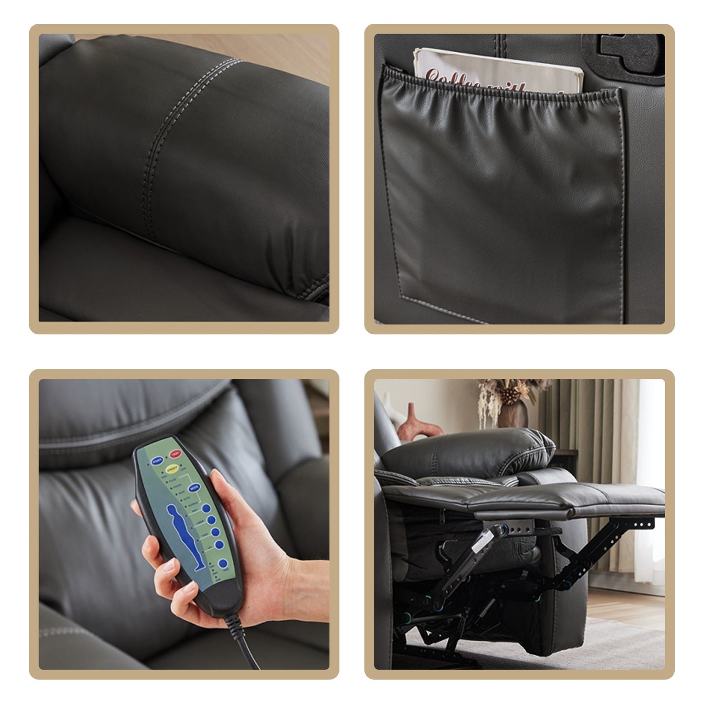 Recliner Chair With Vibration And Heating - Gray
