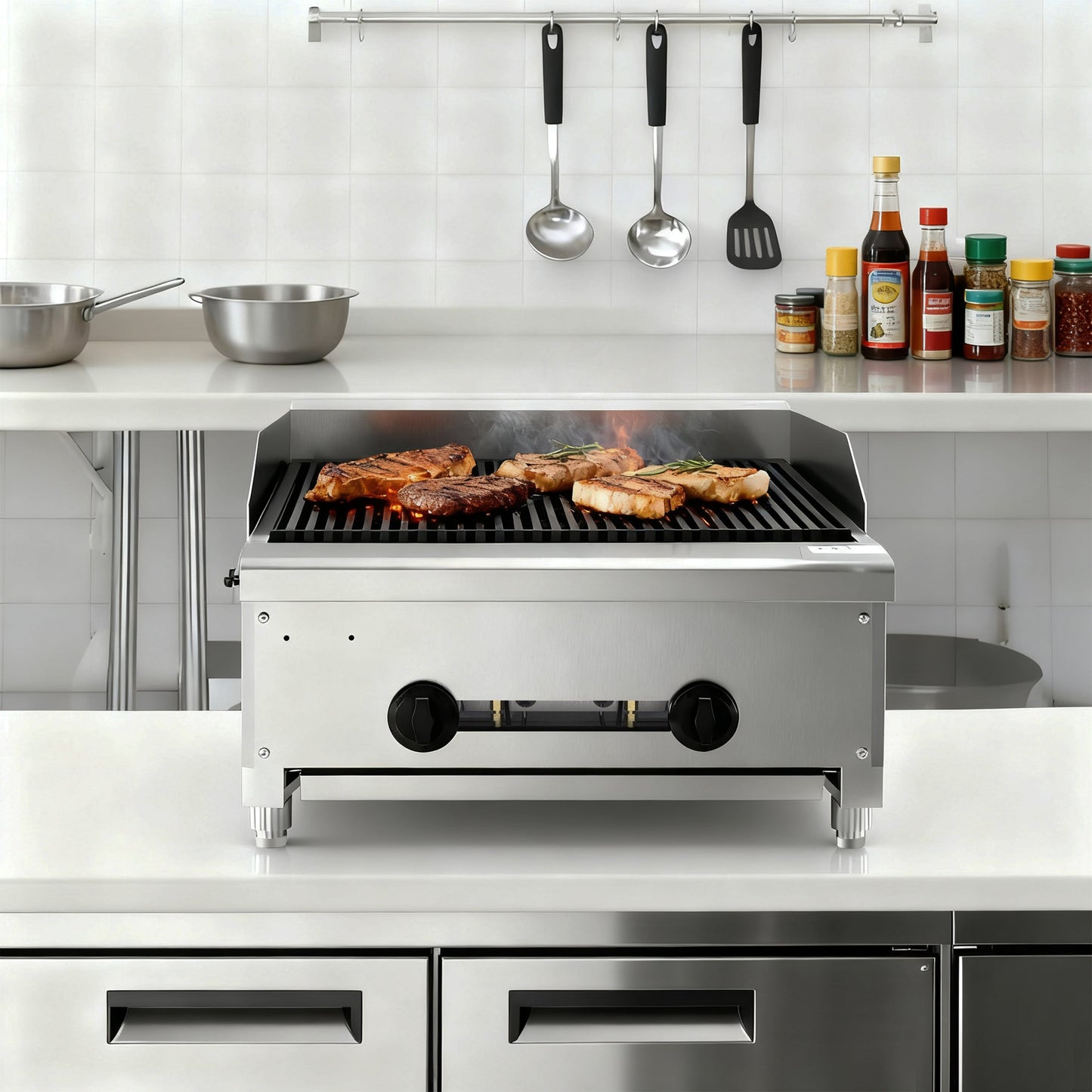 24 Inch Commercial Gas Lava Rock Charbroiler