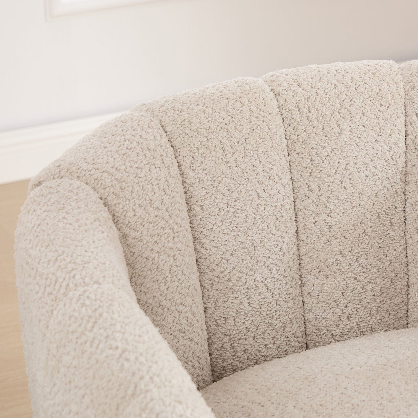 Swivel Upholstered Barrel Chair With Metal Base