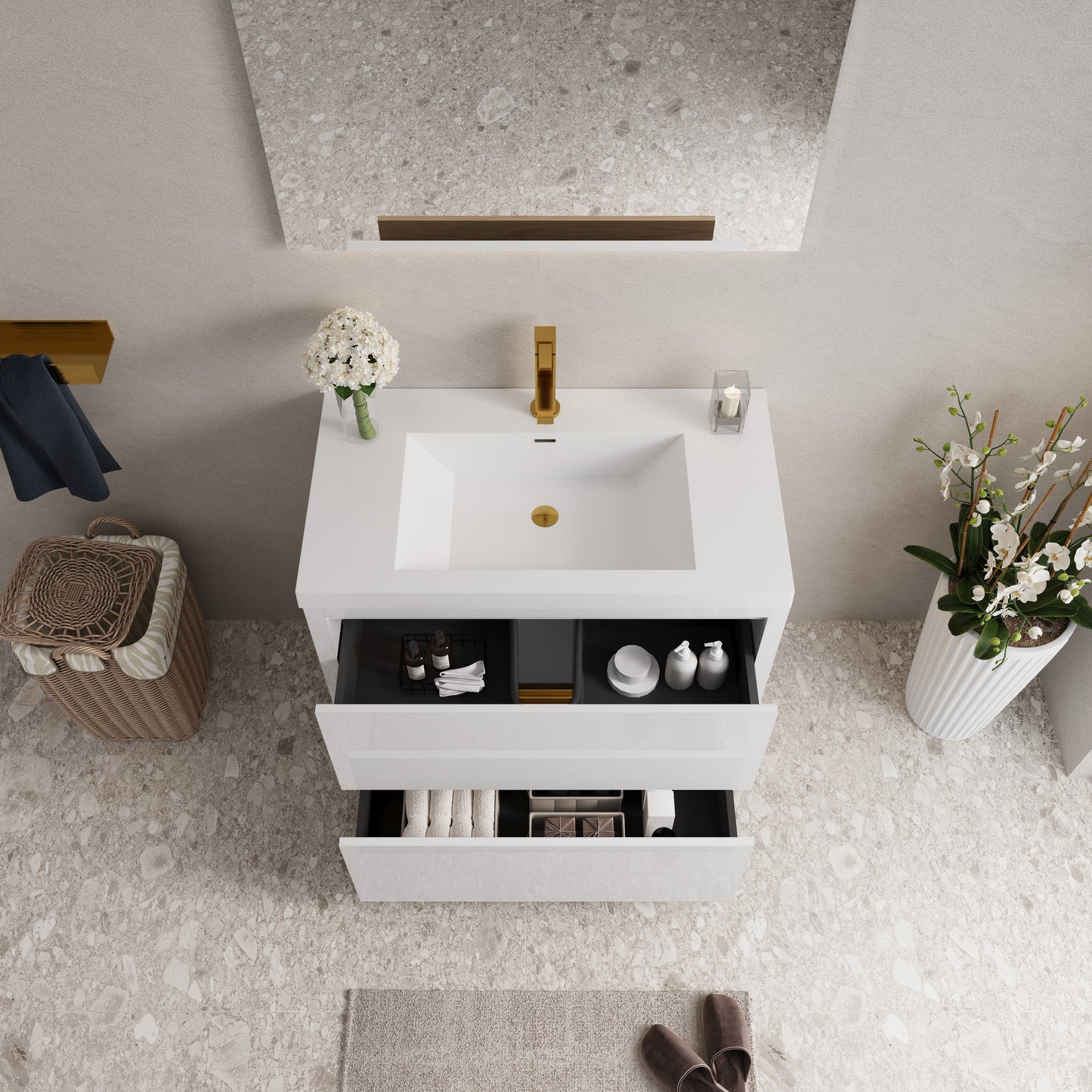 36" Freestanding Bathroom Vanity with Sink and Storage Cabinet