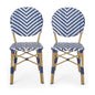 Outdoor Rattan and Aluminum French Armless Bistro Chairs Set - Navy Blue